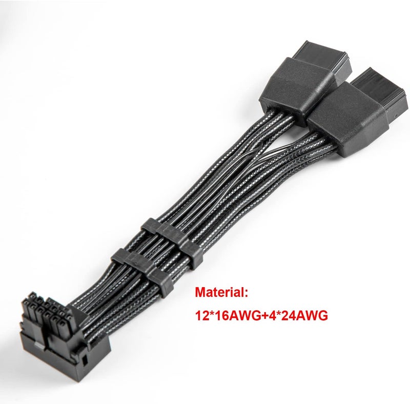 JOYJOM 12VHPWR 90 Degree Adapter to 2X 8Pin: 16AWG 16 PIN GPU Right Angle PCI-E 5.0 Extension for for Graphic Card GPU 12+4pin RTX 3090Ti 4070Ti 4080 4090 (Type A) - Image 5
